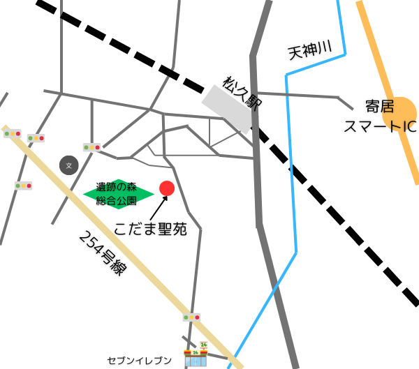 こだま聖苑の周辺地図